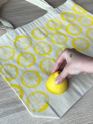 A post by @pinterest on TikTok caption: When the craft is worth the squeeze. Make this Monday a crafty one with produce print tote bag 🍋 @Katie #Pinterest 