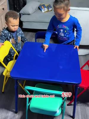 A post by @terrybree241 on TikTok caption: My babies love this 5 pics kids table and chairs 😍 #kidstableandchairs #kidsfoldingchair #kidstable 
