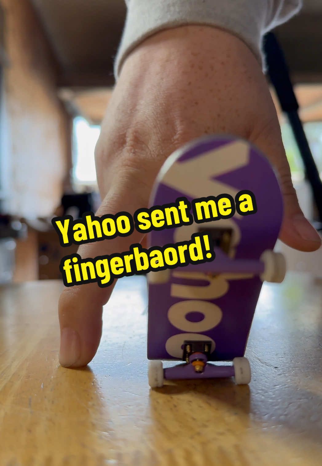 A post by @fb.christopher on TikTok caption: Shoutout to @Yahoo for the fingerboard, it rips! Feels like the internet gave me a high five!  #fingerboard #fingerboardingontiktok #fingerboarder #fingerboarders #fingerboards 