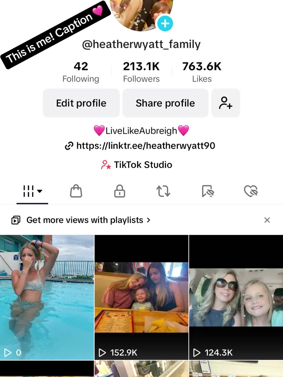 A post by @heatherwyatt715 on TikTok caption: This is my other Real account!  I Only have the two!  I will still post our journey/life/content/updates with everything/ and Aubreigh on this account as it is my main account.  The Family account (mama Wyatt) will be any of Aubreigh’s old videos /tiktoks plus any regular content/ backup account that I would post.  Go follow 🤍 @heatherwyatt_family We love you all so much!