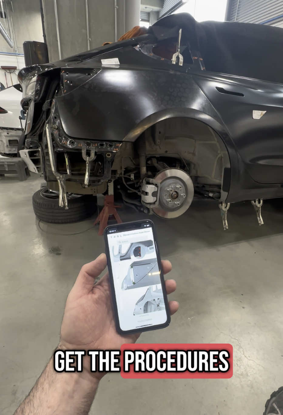 A post by @luxury.car.repair on TikTok caption: Did you know ????  • Tesla repair procedures are available to the public. • #tesla #teslamodel3 #teslamotorsclub #teslalife #luxurycarrepair #bodyshoplife #autobody #bodyshop #panelbeater #collision #collisioncenter #autobodyshop 
