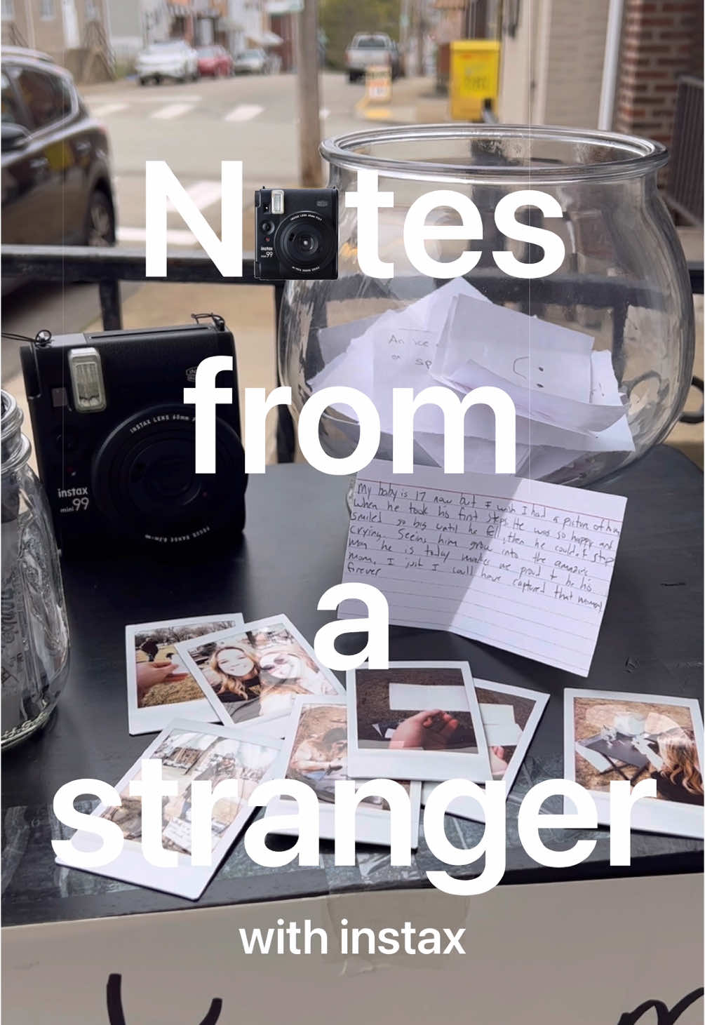 A post by @hunterprosper on TikTok caption: Every stranger has a story, let's start listening <3 @Instax #instaxpartner #instaxmini99 #dontjusttakegive 
