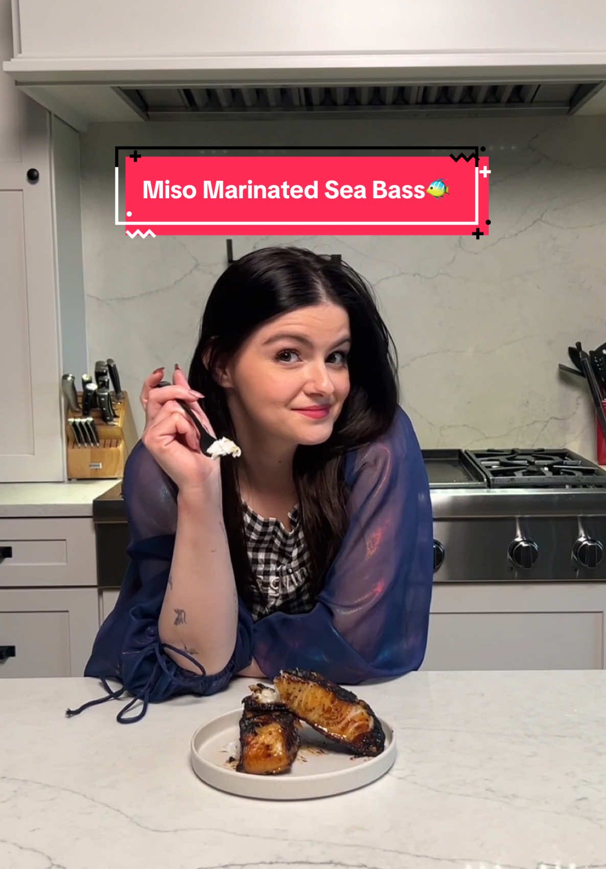 A post by @arielwinter on TikTok caption: If you aren’t a big seafood fan, you may just not be preparing it the right way!!! This is one of my favorite ways to eat fish🐟 Miso Marinated Sea Bass 🤤🤤🤤🤤🤤 1/3c Dark Brown Sugar 1/3c Mirin 1/3c Sake 1/3c White Miso  3tbsp Soy Sauce Sea Bass Filets Veggie Oil Whisk together sugar, mirin, sake, white miso and soy sauce until fully combined. Place your sea bass filets into a baking dish skin side up and pour the marinade in just up to the skin, making sure to fully cover all of the sea bass meat. Marinate in the fridge for 3-6 hours (the longer the better SERIOUSLYYYYY). After you’re done marinating, heat the veggie oil in a skillet over medium heat and place your filets skin side up. Cook 3-4 minutes on each side and then remove. The fish should flake easily and be a beautiful dark caramel color on top! If desired you can cook down the marinade and drizzle on top but make sure to cook it down well because the raw fish was in it! I usually serve it over a herbed rice pilaf! Enjoy!!!! :) #dinnerideas #seabass #seafoodrecipes 