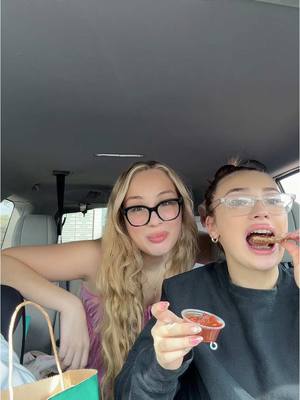 A post by @evaamarieee_ on TikTok caption: lmaoo my hair sticking up 😭 but sweetgreen fries & pickle ketchup 10/10