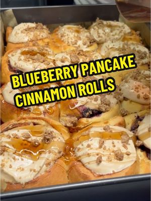 A post by @foodnetwork on TikTok caption: These *blueberry pancake* cinnamon rolls are BEYOND 🤤😍 Love at first bite, @The Hive and @Sistersnacking!