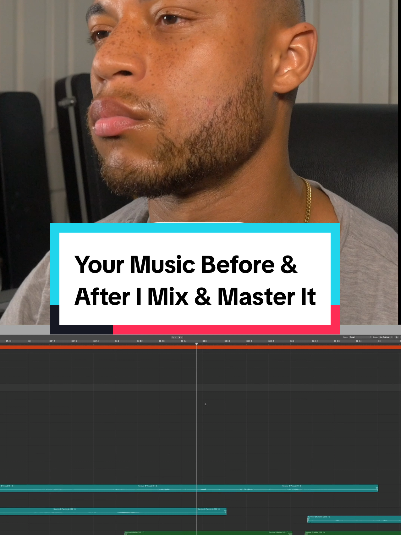 A post by @lmarquee on TikTok caption: Your music before & after I mix & master it. Do you hear the difference? Song: Don't Care by @The Survivor & @Dedge P  #MusicProducers #MusicProduction #MixandMaster #ProducerTok #ChristianHipHop 