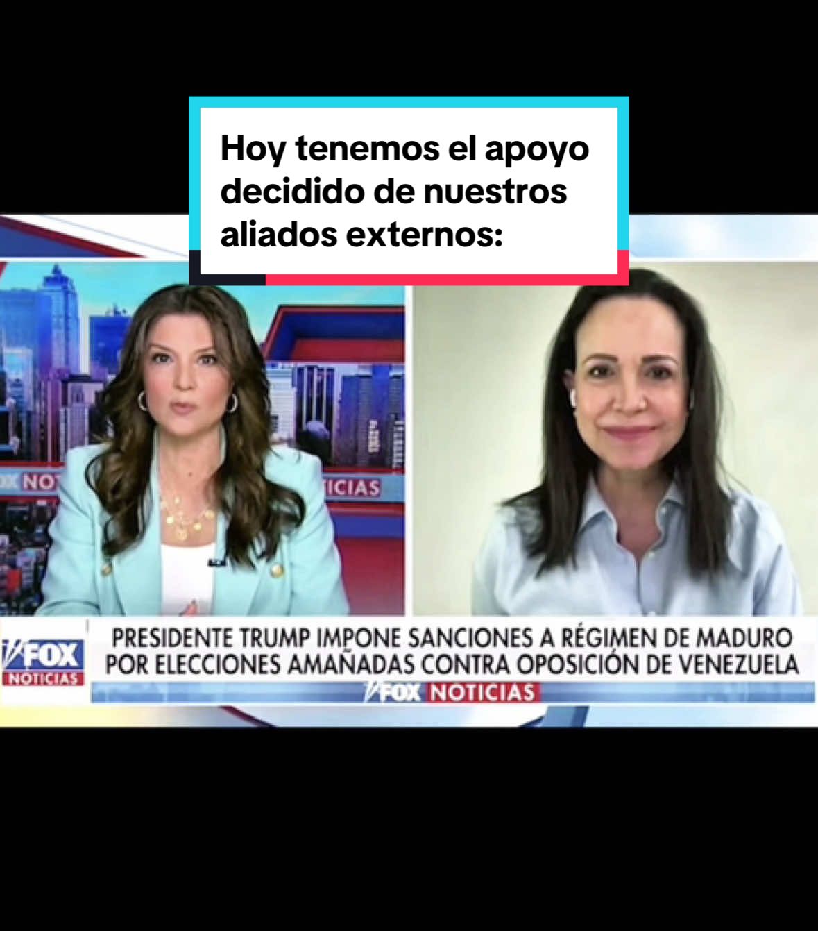 A post by @mariacorinaya_ on TikTok caption: Finalmente, el mundo califica a Maduro y a su régimen como lo que son: un sistema criminal que intencionalmente ha sumergido a Venezuela en la miseria, que desaparece y tortura ciudadanos de bien, que ha saqueado nuestros recursos con la corrupción más obscena de la historia, que se ha aliado con los enemigos de las democracias de Occidente y que busca desestabilizar a América Latina y Estados Unidos. Hemos avanzado muchisimo gracias al coraje, el trabajo y la determinación de nuestra gente. Hoy tenemos el apoyo decidido de nuestros aliados externos.  Avanzar, avanzar y avanzar!