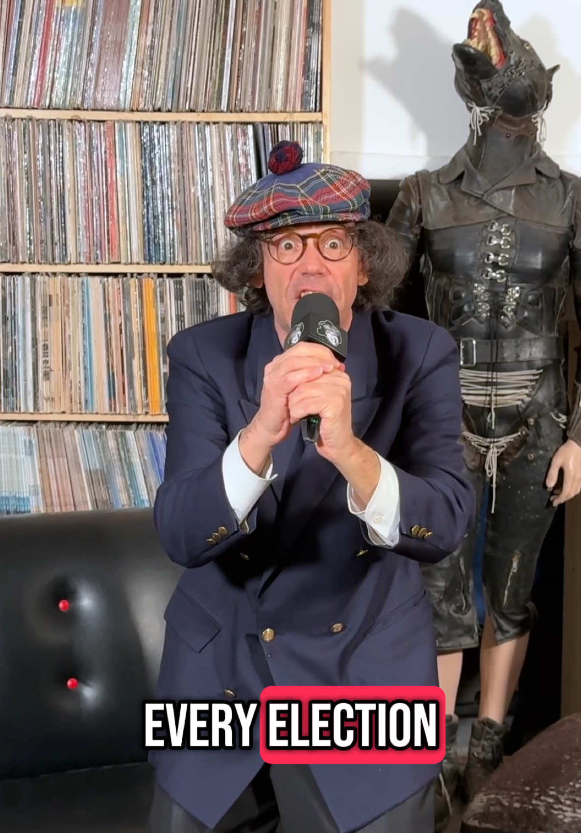 A post by @nardwuar on TikTok caption: Every Canadian Election I approach different party leaders. Mark Carney & Jagmeet Singh did interviews but I’m still waiting to hear back if Pierre Poilievre will do an interview with me. I’ll keep trying though. I won’t give up. Cuz that’s what I do. Check out an interview I did with Elizabeth May in my BIO ! Doot doo ! #elizabethmay #hipflip #canadianelection #nardwuaredits #greenpartycanada #nardwuar #dootdoo