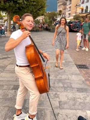 A post by @jodokcello on TikTok caption: Wait for it 🥹❤️  A young lady  asks me to play "Can't Help Falling in Love" and a violinist joins me 😍  #violin #fallinginlove #viral