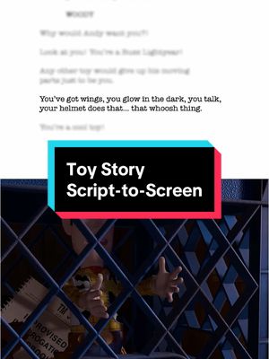 A post by @disneyuk on TikTok caption: The Toy Story script-to-screen journey. Watch the full classic on @Disney+ #DisneyUK #ToyStory #FilmTok 