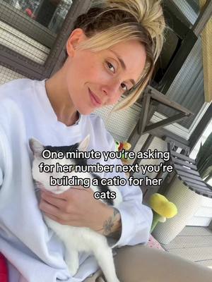 A post by @sar_carolyn on TikTok caption: Dating women > I hit the jackpot with this girl 😍 @Fox #catio #rescuecats #catiolife 