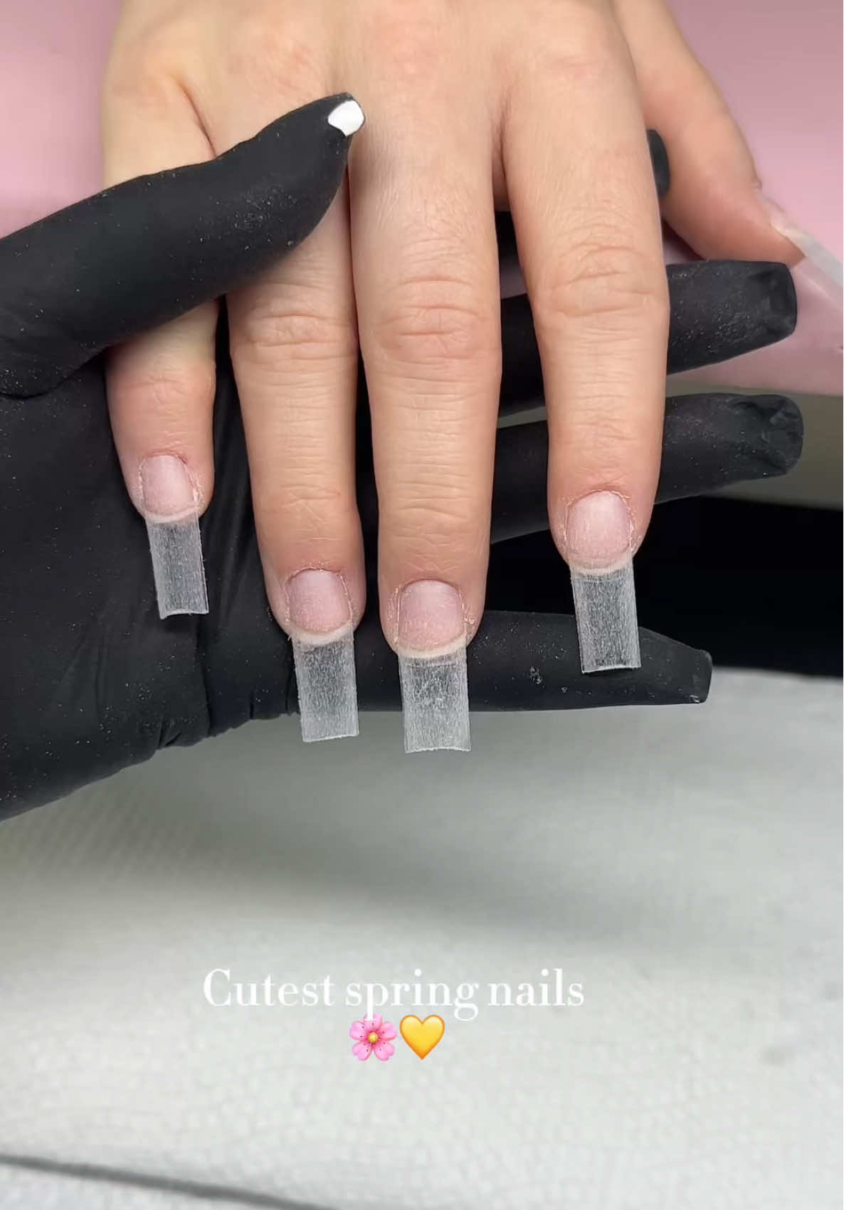 A post by @thanailldoll on TikTok caption: 💐💛- book your next set with me #springnails #flowernails #blingnails #viral #fypシ゚viral #houstonnails #houstontxnailtech #squarenails #CapCut 