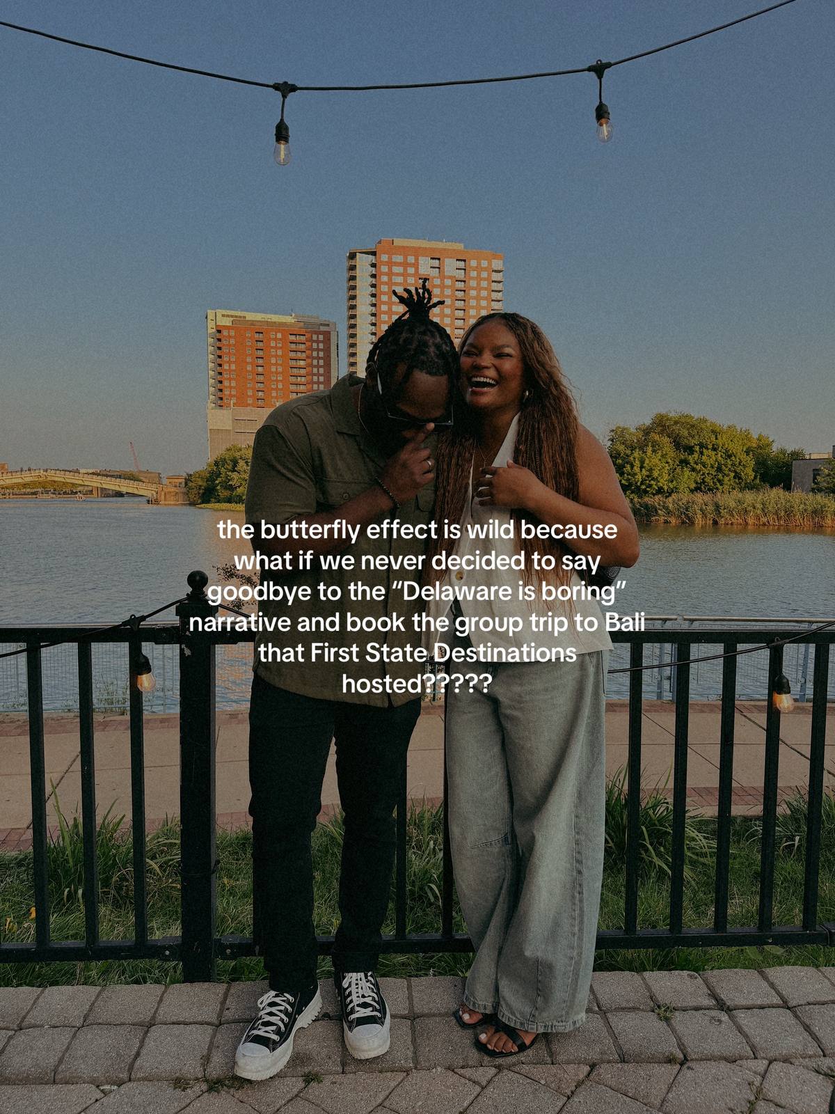 A post by @firststatedestinations on TikTok caption: Dating in Delaware is the epitome of the butterfly effect 🦋💙 #fyp #butterflyeffect #storytime #lovestory 