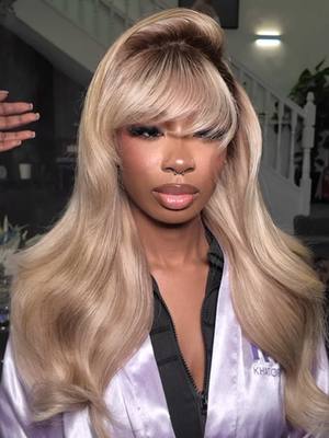 A post by @iamhazel_ on TikTok caption: 22 inch wig from @KHATORI 💜 Hair by @Crownedbeauty 🐐 Coloured by @KimoraColours  Makeup by @Dolled By C 💄