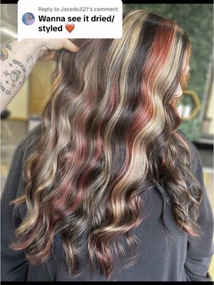 A post by @theresavandamstylist on TikTok caption: Replying to @Jacedu321 the finished product❤️ #hairstylist #hairtok #hairdresser #foryoupage #haircolor 