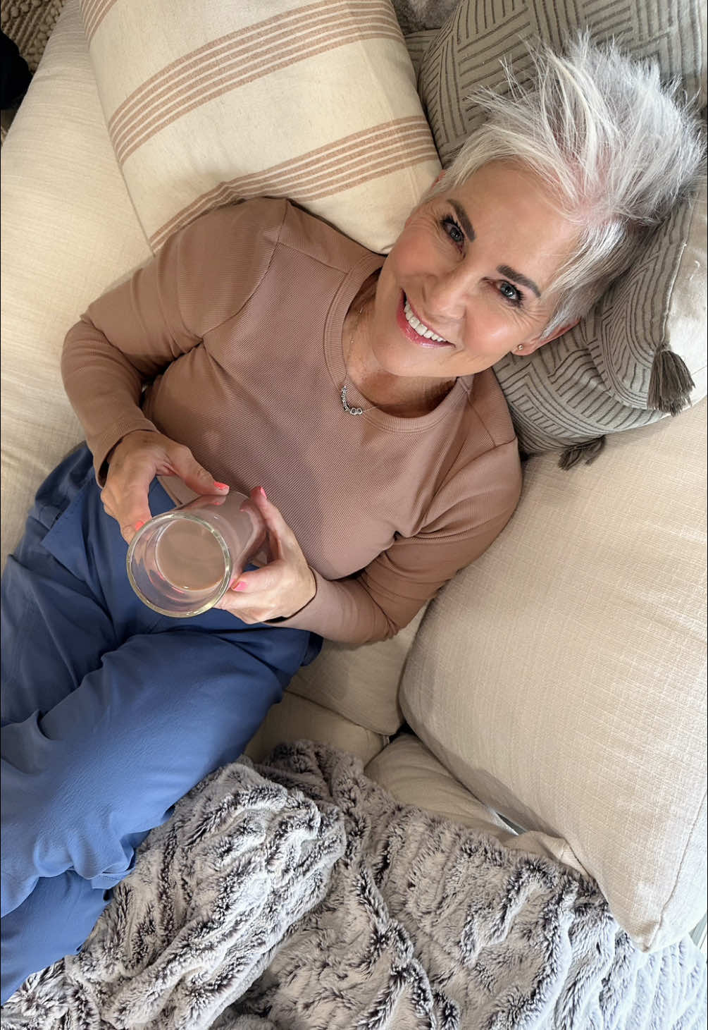 A post by @chicover50 on TikTok caption: Chocolate is definitely my LOVE LANGUAGE! It fixes everything! And chocolate Milk50 is a treat I look forward to EVERY DAY…. truly the most delicious late afternoon snack!!!! #Milk50Partner Milk50 has 75% less sugar than your traditional skim milk, plus it’s lactose-free and is available in Original, Vanilla, and Chocolate! Indulging in chocolate Milk50 won’t kill your calorie intake for the day…. but WILL ABSOLUTELY SATISFY your sweet tooth! 