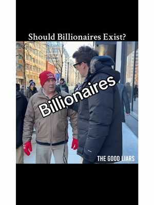 A post by @thegoodliars on TikTok caption: No, I’m sorry.  #funny #interview #street #billionaires #dc #question