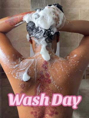 A post by @michixo__ on TikTok caption: Curly wash day ☁️🎀 @V&Co. Beauty @mondayhaircare #haircare #3c #routine #washday #hair #curlyhair  