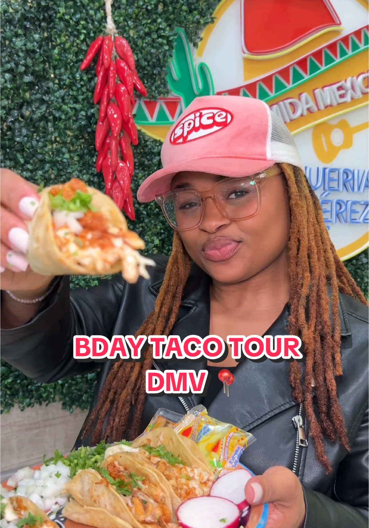 A post by @dasseats on TikTok caption: Celebrate my birthday (5/5) w/ my annual taco tour 🌮💕 You can order my custom tacos from April 27th to May 11th!  📍 1st Stop: @Taqueria_losperez  Multiple Locations (Laurel, Riverdale, H St. DC, Baltimore) Pollo con Queso 🌮 - classic chicken street tacos, melted cheese, cilantro, onions, salsa verde* *Taco unavailable on 5/5 — they’ll have $5 menu specials all day!* 📍 2nd Stop: @Trippy Tacos  12134 Georgia Ave, Silver Spring, MD  Fiesta de Maiz 🌮 - quesabirria shrimp taco, pickled onions, salsa verde, crema, cilantro, crispy tortilla strips  Don’t forget to tag me when yall try the custom tacos!   #tacotour #cincodemayo #dmvtacos #dmvthingstodo 