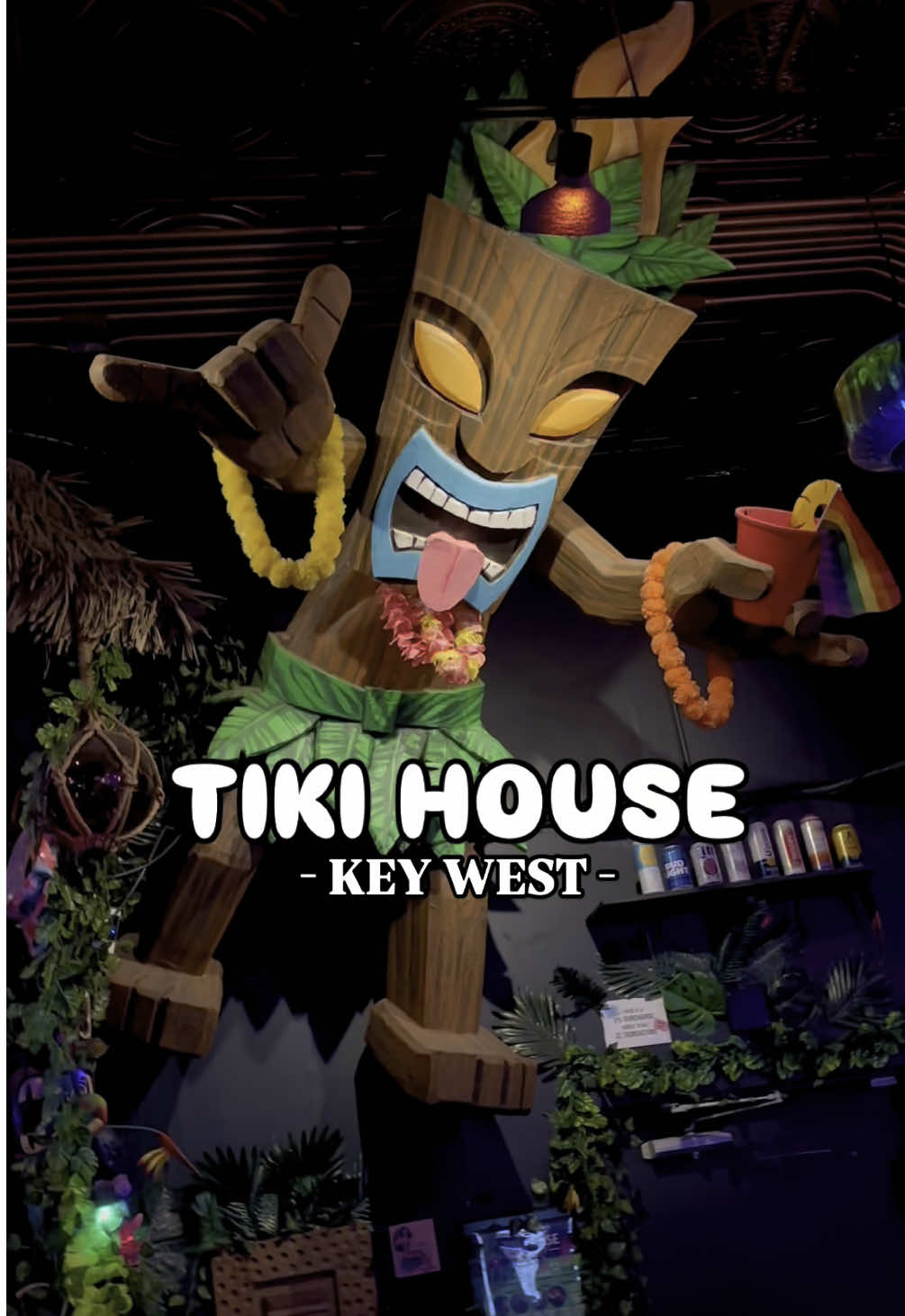 A post by @thingstodo.florida on TikTok caption: Escape into the world of tiki in Key West at Tiki House!  Located next to Sloppy Joe’s on Duval Street, Tiki House offers fun tropical vibes, daily live music, amazing tiki cocktails, dancing, and more! Next time you’re looking for a tiki bar in the Florida Keys, get your tiki on at @Tiki House 🤩🍹🌺 • • • • • #tikihouse #tikibar #keywest #floridakeys #tiki #islandlife #tropical #duvalstreet #thingstodoinkeywest 