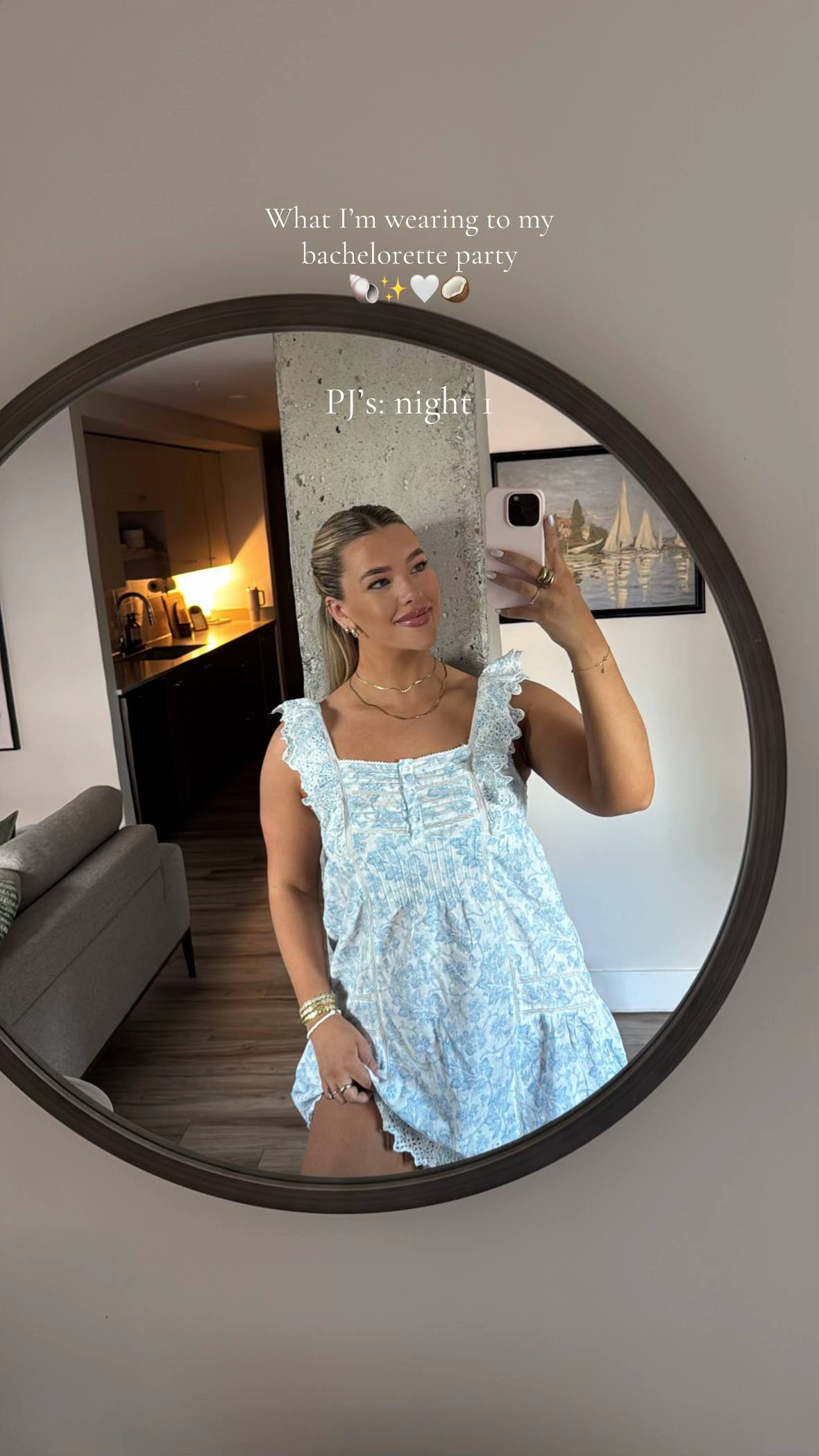 A post by @samanthaalfred on TikTok caption: What I’m wearing on my bachelorette as a midsize girly 🥥✨🤍🐚 ##bacheloretteparty##bachelorettetrip##bacheloretteoutfit##bride2025##bridaloutfit##midsizefashion##midsizetiktok##StyleInspo