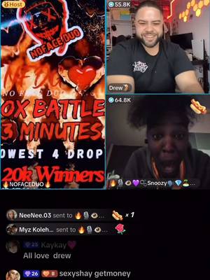 A post by @nofaceduo_backup on TikTok caption: Another crazy battle in the books!!! “W” to every single person who participated in this epic battle. #NFDG @Drew🌋 @🔥🎙👁💜🫧Snoozy🗣💎🏝🔮🦆🐢🔥 @🔥🤸‍♂️🌻Roslynr26🫧👁️🎙️💎🦆 @🪴🌻Esther Mae🌻™️🤍🪝🔥 