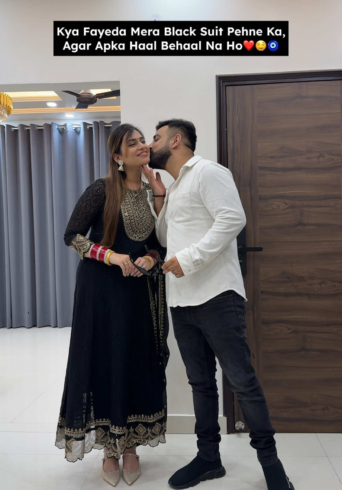 A post by @rajatbornstar on TikTok caption: Black Suit Meh She Looks Amazing 😍 #trending #rajatbornstar #tiktokviral #rajatswati #truelove #couplethings #love #lovemarriage #love 