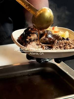 A post by @thequeenofatlanta on TikTok caption: Chipotle? With a Jamaican twist? 🤏🏽 i love it!! The food was really good.. make sure you guys stop by! #fyp #foryou #atlantafood #atljamaicanfood 