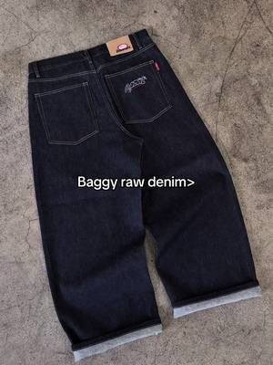 A post by @basementlosangeles on TikTok caption: BAGGY RAW DENIM OUT NOW #baggyjeans #rawdenim #fyp 