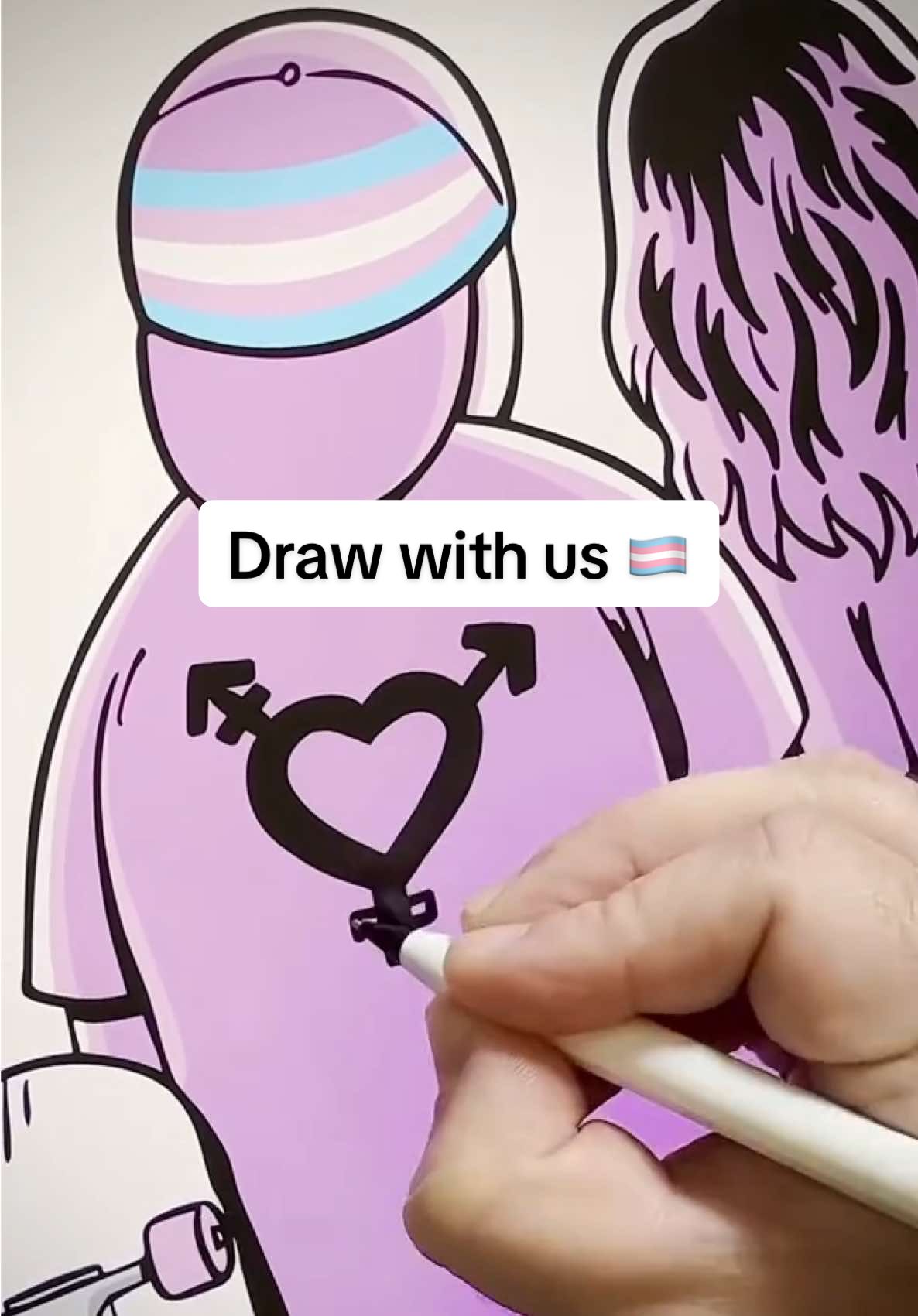 A post by @lewishancoxfilms on TikTok caption: Imagine a future like this with us! 🫶 @Fox Fisher and I are so proud of this trans positive campaign for LUSH. Our window art is in LUSH stores all over the UK and Ireland! Every sale of LUSH’s new Liberation bath bomb will benefit trans organizations like @My Genderation, TENI and TransActual 🏳️‍⚧️ #lush #trans #drawing #transgender #drawwithme #lgbt #drawingtutorial #fyp 
