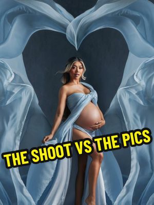 A post by @lianev on TikTok caption: The shoot vs the pics 🎥📸 Creating magic! ✨   #maternity #photoshoot #pregnant #mom 