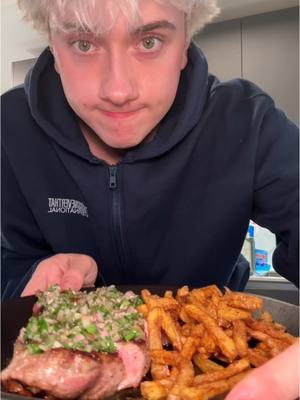 A post by @logagm on TikTok caption: Logan’s Friday night in steak and frites 