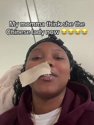A post by @niyawiyaaa18 on TikTok caption: I’ll never do the mustache again 😂😂😂 i don’t even kno why it’s hair right there anyways 💆🏾‍♀️😂 #viral #foryoupage #msfyatee #chinese #wax #mustache #imjustagirl #neveragain #iminpain #viralvideo 