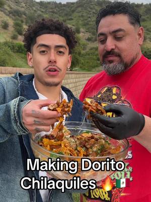 A post by @heyimsuie on TikTok caption: THESE R FIREEE🔥🤤 #chefsuie #chefpops #doritochilaquiles #doritos #chilaquiles #mexican #mexicanfood #mexicantiktok #foodie #cooking #recipes #fyp #foryou #suie #suigeneris #family #relateable #fatherson #mexicanfamily 