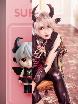 A post by @miura_ayme on TikTok caption: I love how the accessories make no sense🤣 An extraordinary solo artist making waves worldwide with Japanese songs,who is also active as a voice actor! #obeyme #Ecthelion #vkei #Visualkei #asmodeus #miuraayme 