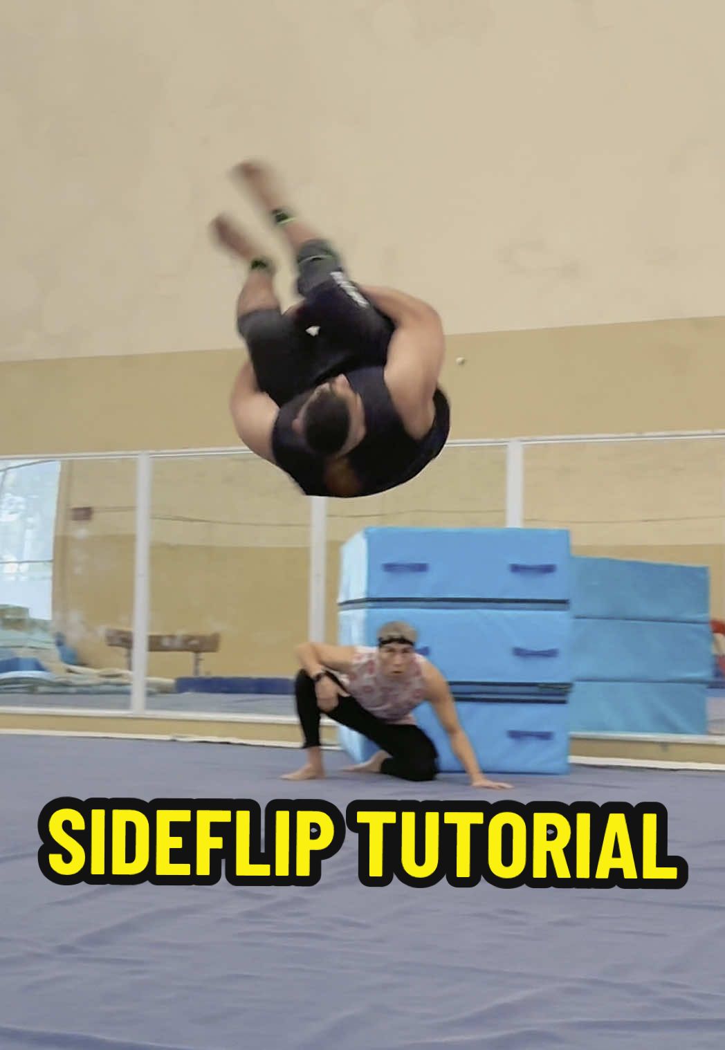 A post by @alex_destreza on TikTok caption: Entrenamiento para SIDEFLIP 🔥 #Tutorial #parkour #gymnastics #TikTokDeportes 