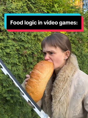 A post by @loczniki on TikTok caption: Food logic in games is crazy 😂