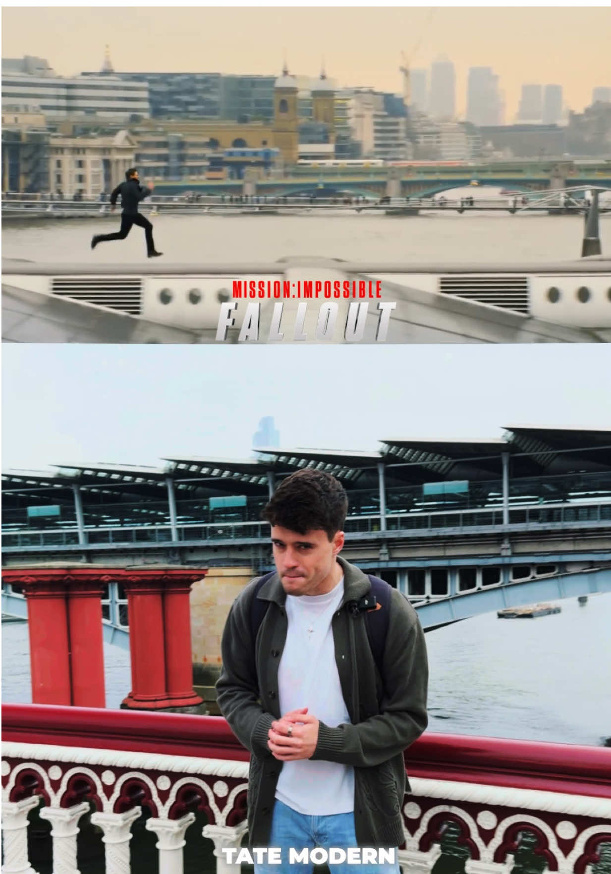 A post by @emilesam on TikTok caption: Your mission if you chose to accept it… is to visit these Mission: Impossible filming locations in London 📍 #edit #vfx #loop 