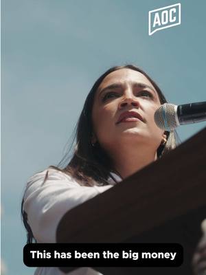 A post by @aoc on TikTok caption: Money in politics is the hand of oligarchy. #AOC 