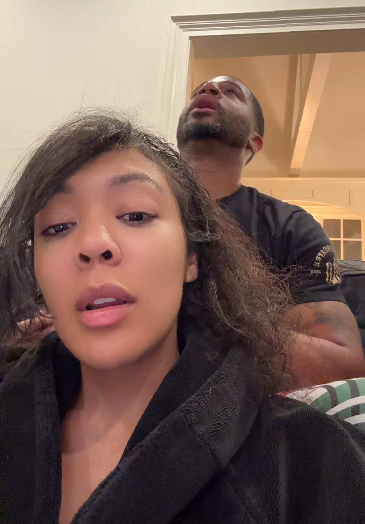 A post by @khadeeniam on TikTok caption: Pray for my hair follicles and neck 🤣🙏🏽 Thanks baby! 💆🏽‍♀️ #EllisEverAfter #TheEllises #DevaleEllis #ADayWithKay 