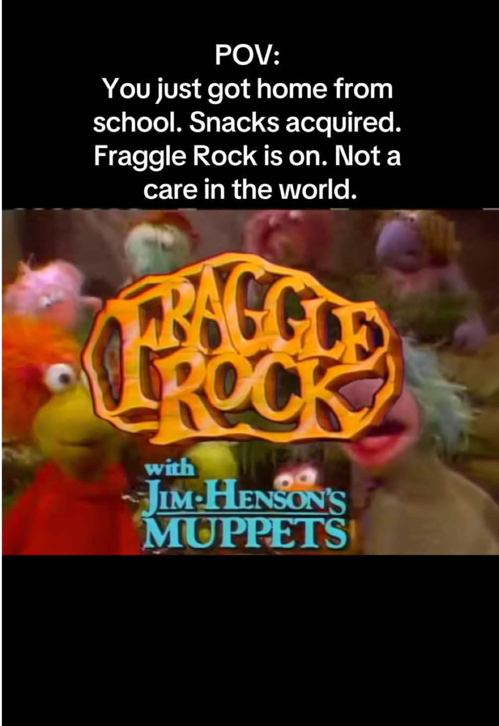 A post by @jimhensoncompany on TikTok caption: The good old days 😌 #80s #nostalgia #fragglerock #throwback #jimhenson #uncletravelingmatt #redfraggle #mokeyfraggle #booberfraggle #wembleyfraggle #gobofraggle 
