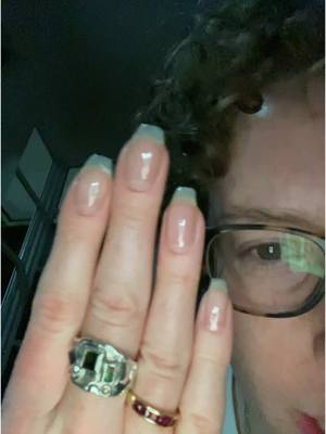 A post by @xo_pennypink on TikTok caption: I have done nothing to upkeep these #nails #naturalnails #longnails #squarenails 