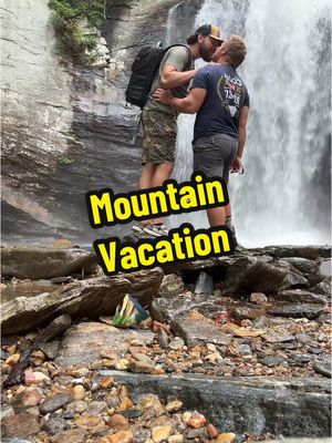 A post by @2guysandsomeland on TikTok caption: Mountain Vacation ⛰️ @mutts&stuff #foryou #hike #nature #blueridgemountains #fypシ #couple 