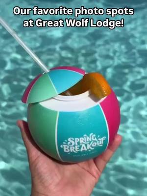 A post by @greatwolflodge on TikTok caption: Ready, set, pose! Don’t miss a chance to snap a photo with the bright and colorful decorations around the lodge for #SpringBreakout. 🌸 #greatwolflodge 📍 Great Wolf Lodge, Naples, FL