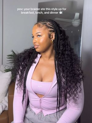 A post by @brooklynn_mullins on TikTok caption: My Girl Ate My Vacation Braids UP! I’m In Love! #fulanibraids #flipoverquickweave #atxbraider #protectivestyles #quickweave #blackgirlhairstyles 