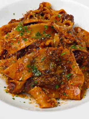 A post by @breadbakebeyond on TikTok caption: Braised Beef Pasta One of the most comforting (and romantic) meals you can make at home. This chuck roast ragù is incredibly flavorful and tender. It does take some patience, the beef needs a few hours to become perfectly tender, but it’s worth every minute, and the way it fills your home with the most amazing smell makes it even better. I served it with pappardelle pasta, but any shape will work, especially rigatoni or mafaldine. #comfortfood #pastalover #slowcooked #easyrecipe #homemadepasta #braisedbeef #ragu #pastatiktok  Braised beef pasta Slow cooked beef ragu Cozy dinner recipe Easy recipes Homemade comfort food Easy dinner idea