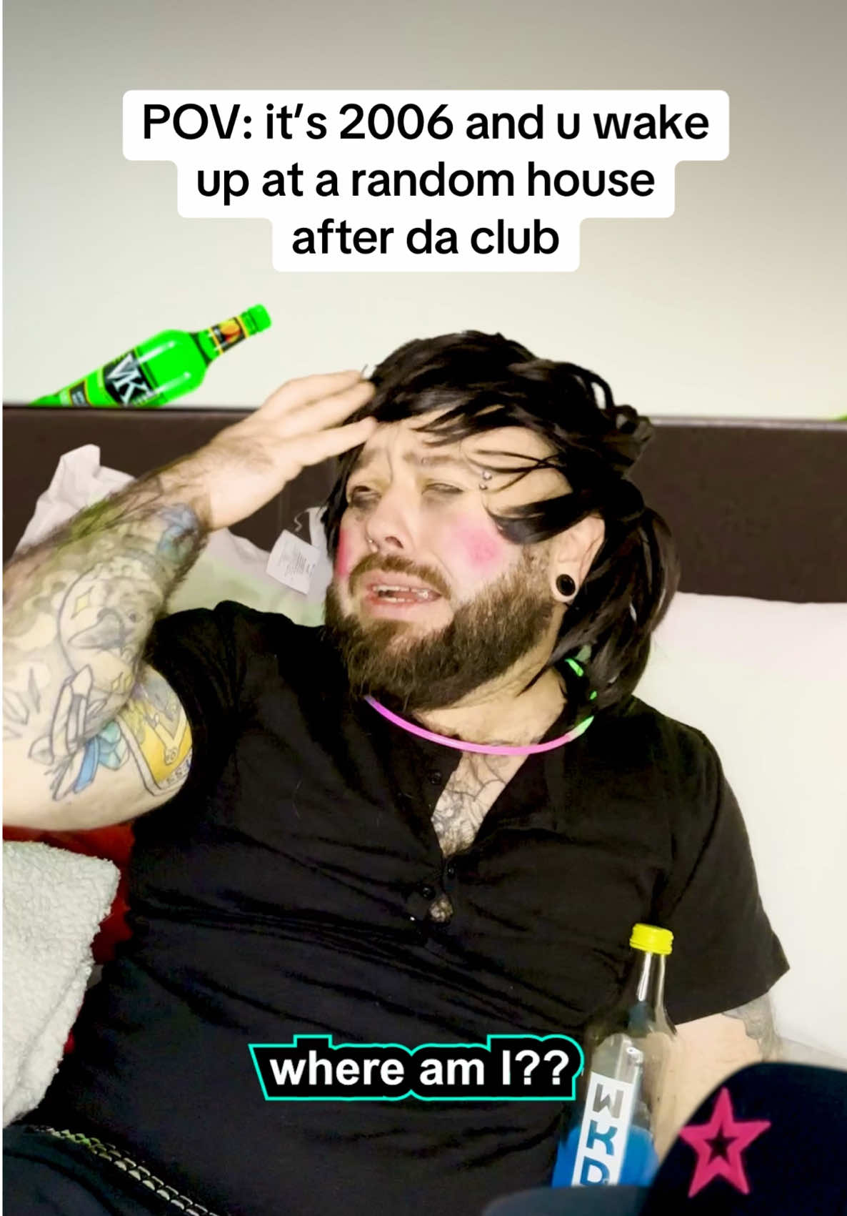 A post by @lewishancoxfilms on TikTok caption: Random times, when no maps or taxi apps existed to help you home. Stranded 4eva </3 #2000s #y2k #party #comedy #millennial #emo #scenekid #fyp 