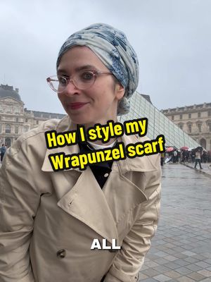 A post by @miriamezagui on TikTok caption: There are so many different ways to style and use a @WRAPUNZEL scarf. The scarf used in this video is called Magniflora. #ad #headcovering #tichel #scarf #headwrap 