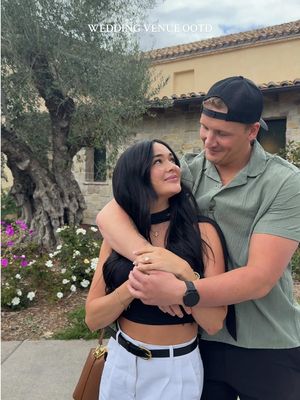 A post by @kaelimaee on TikTok caption: 21 days until i’m your WIFEYYY💍👰🏻‍♀️🤍 #wedding #fiance #weddingvenue #ootd #cut #couple #fitcheck #fyp #viral #sandiego #weddingszn #bridetobe #2025bride 