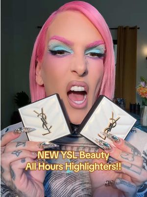 A post by @jeffreestar on TikTok caption: Are the NEW $65 @YSL Beauty All Hours hyper luminize highlighters Jeffree Star Approved?! 😭 #makeupreview #jeffreestar #yslbeauty #highlighter #beautytok #luxurymakeup #sephora #makeup #fyp 